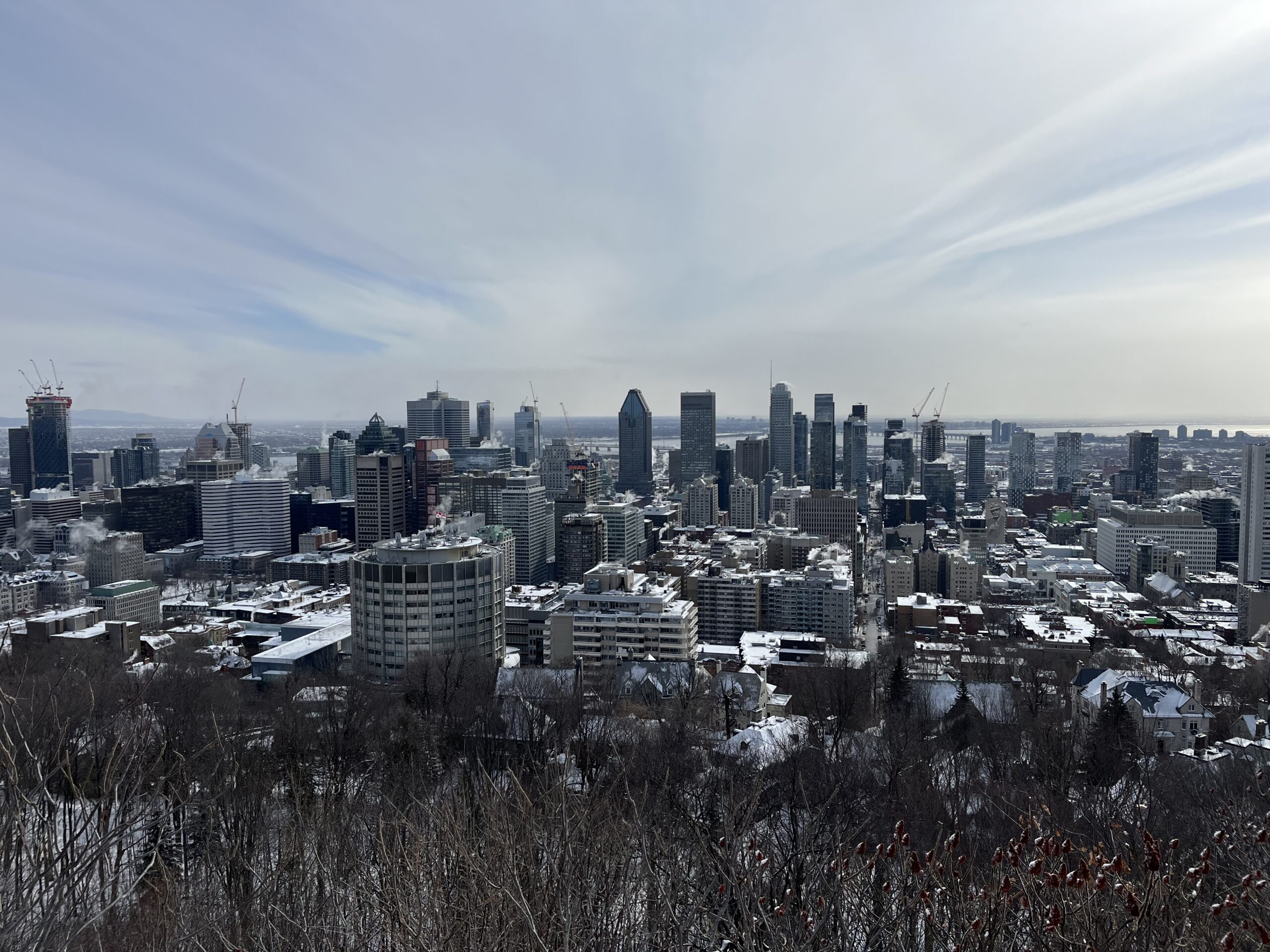 Point de vue depuis le haut du Mont-Royal à Montréal