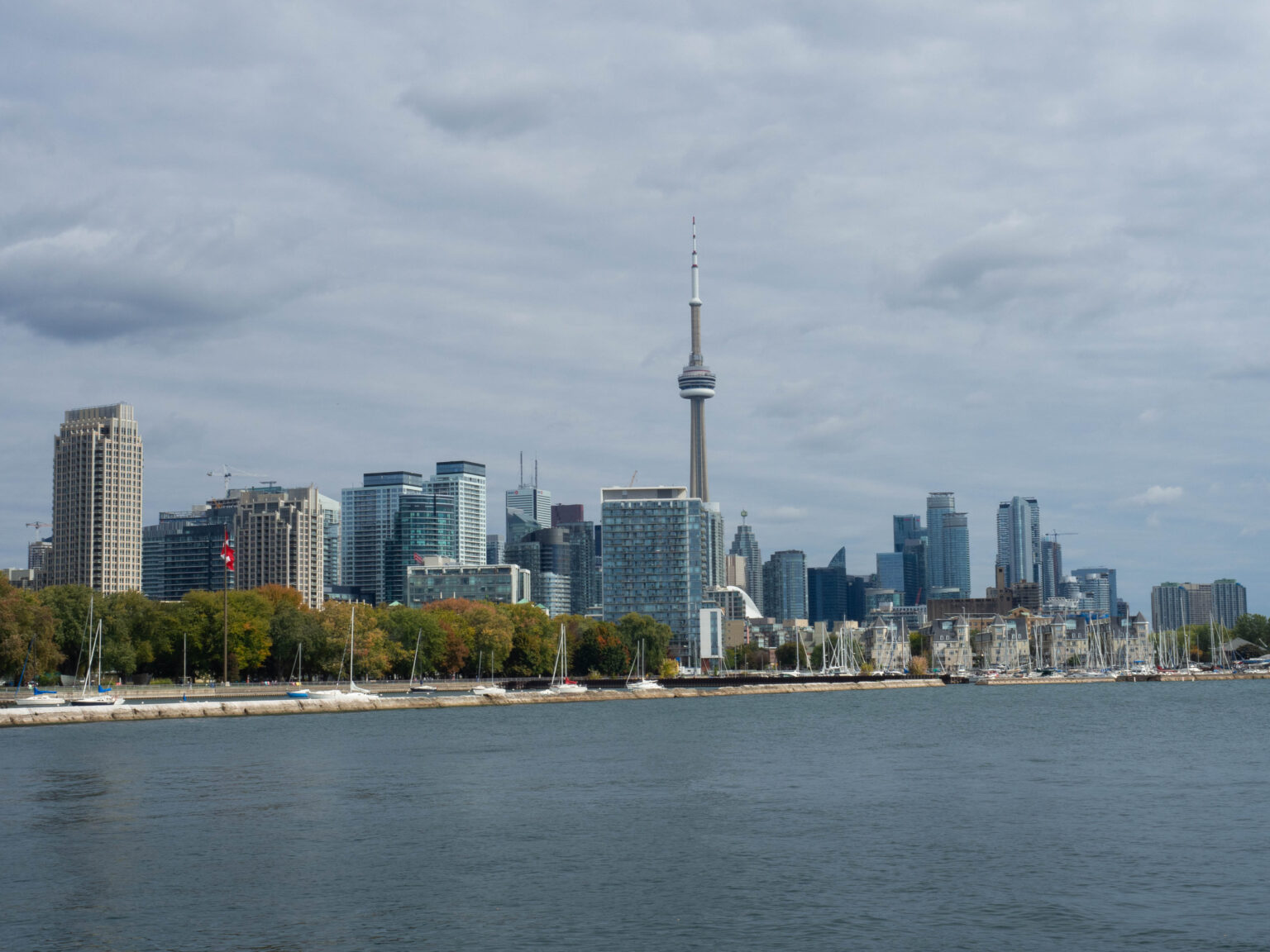 Vue de la CN Tower depuis le Trilium Park de Toronto Canada